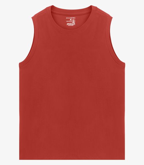 Regata Masculina Básico Meia Malha Diametro Vermelho