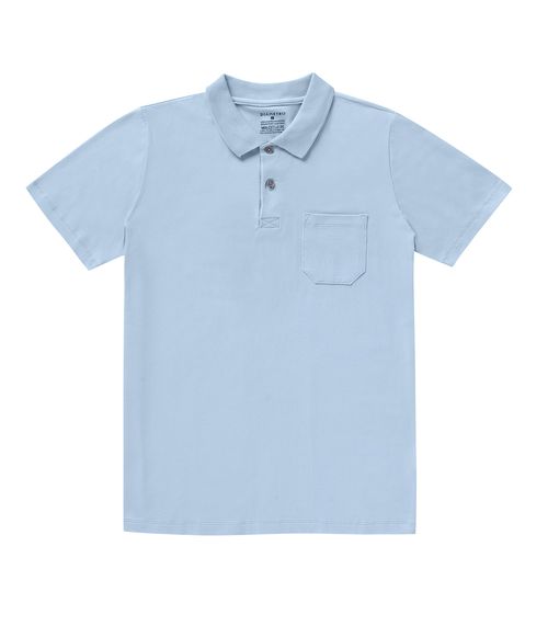 Polo Masculina Com Bolso Cotton Leve Diametro Azul