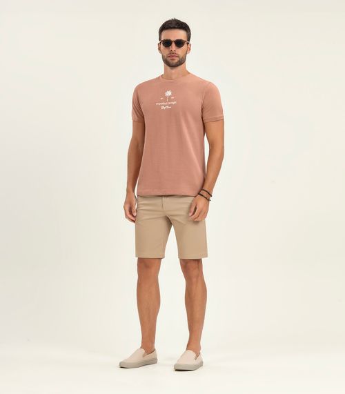 Camiseta Masculina Manga Curta Malhão Diametro Marrom