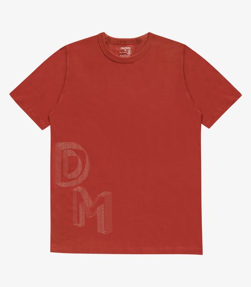 Camiseta Masculina Manga Curta Meia Malha Diametro Laranja