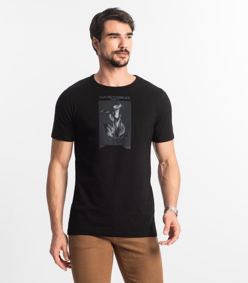 Camiseta Masculina Meia Malha Diametro Preto