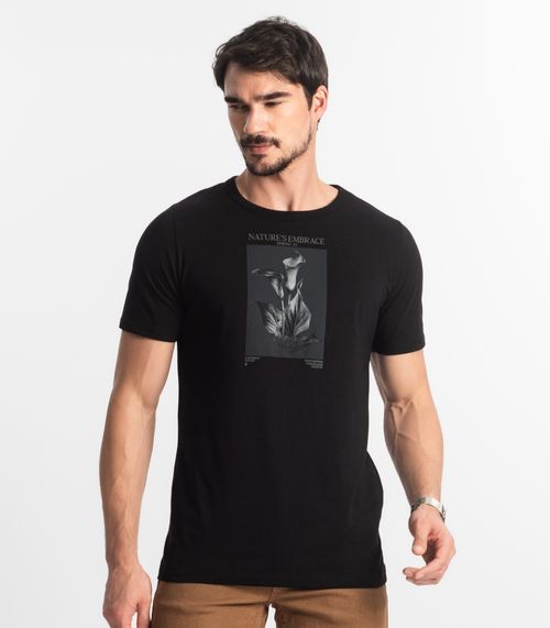 Camiseta Masculina Meia Malha Diametro Preto