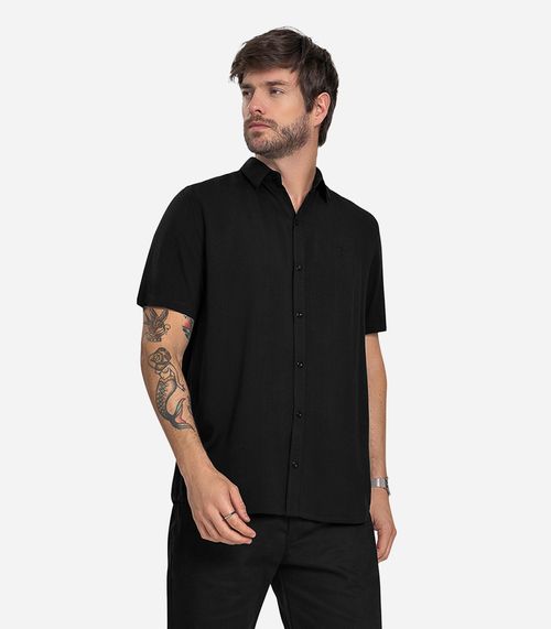 Camisa Masculina Viscolinho Diametro Preto