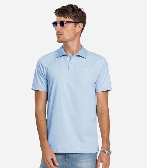Polo Masculina Cotton Listrado Diametro Azul