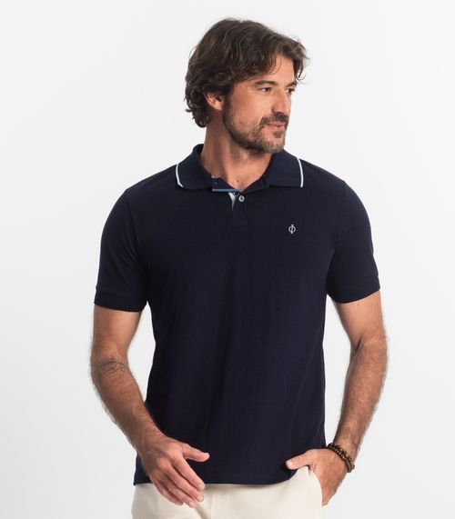 Polo Masculina Pique Diametro Azul