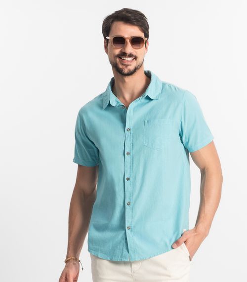Camisa Masculina Em Tricoline Diametro Azul