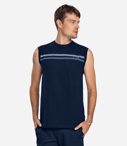 Regata Masculina Meia Malha Diametro Azul