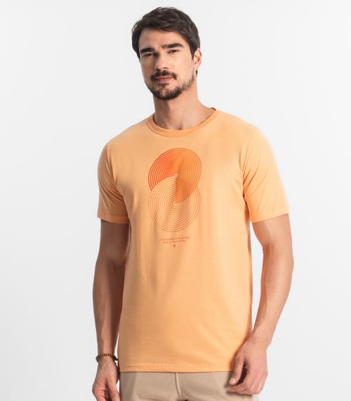 Camiseta Masculina Meia Malha Diametro Laranja