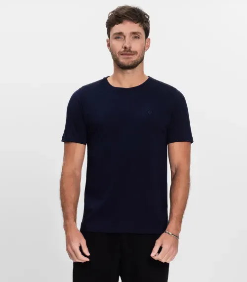 Camiseta Masculina Básica Meia Malha Diametro Azul