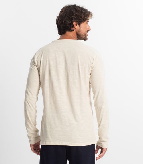 Camiseta Masculina Manga Longa Básica Diametro Bege