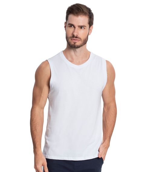 Regata Masculina Básico Meia Malha Diametro Branco