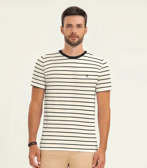 Camiseta Masculina Manga Curta em Cotton Diametro Bege