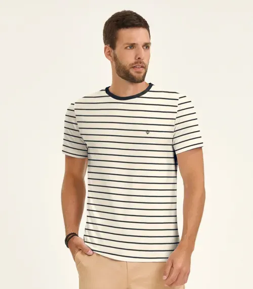 Camiseta Masculina Manga Curta em Cotton Diametro Bege