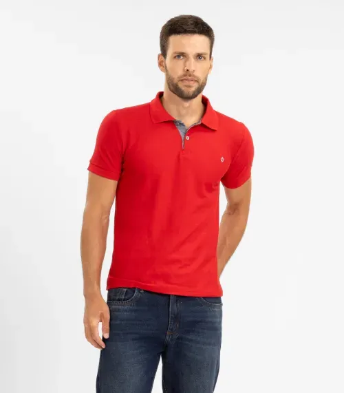 Polo Masculina Básica Diametro Vermelho