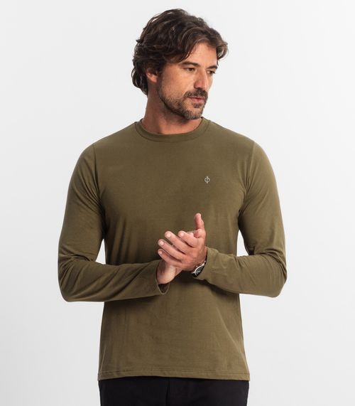 Camiseta Manga Longa Meia Malha Diametro Verde