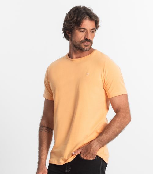 Camiseta Masculina Plus Size Meia Malha Diametro Laranja