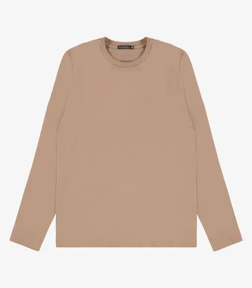 Camiseta Manga Longa Meia Malha Diametro Marrom