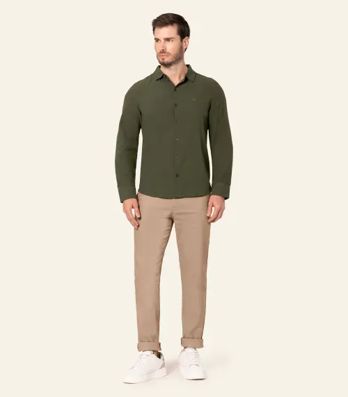 Camisa Masculina Social Tricoline Diametro Verde