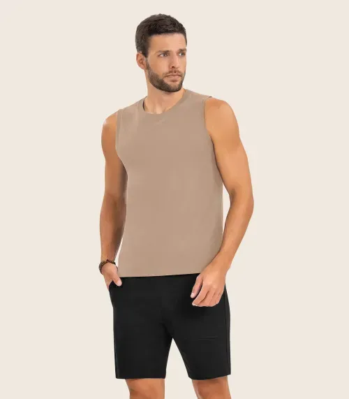 Regata Masculina Básico Meia Malha Diametro Marrom