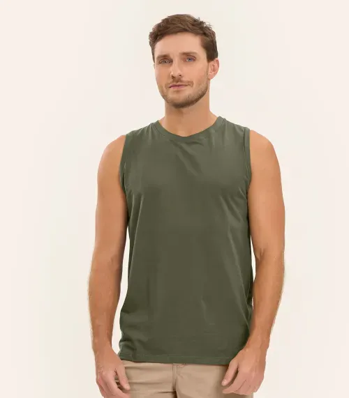 Regata Masculina Básico Meia Malha Diametro Verde