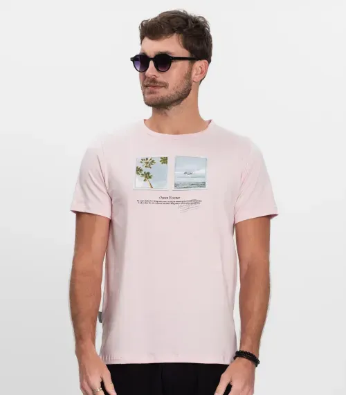 Camiseta Masculina Cotton Leve Diametro Rosa