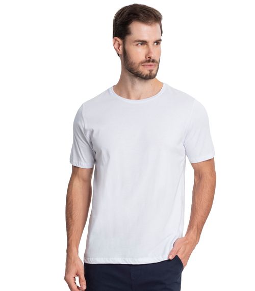 Camiseta Masculina Básica Meia Malha Diametro Branco