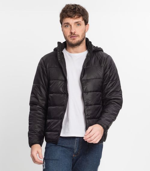 Jaqueta Microfibra Com Capuz Masculina Diametro Preto