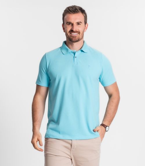 Camisa Polo Básica Masculina Diametro Azul