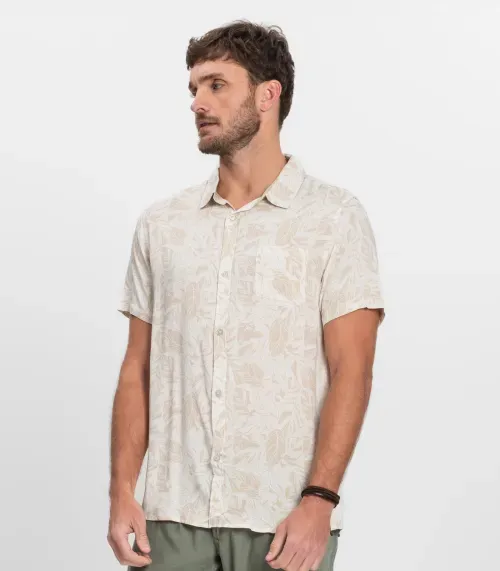 Camisa Masculina Manga Curta Diametro Bege