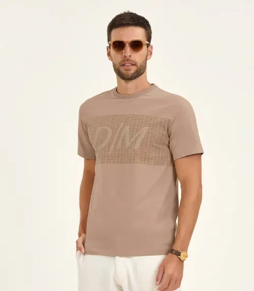 Camiseta Masculina Cotton Leve Diametro Marrom