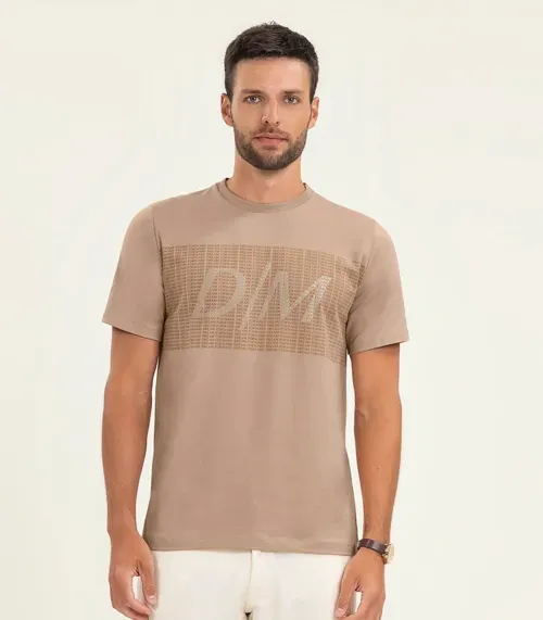 Camiseta Masculina Cotton Leve Diametro Marrom