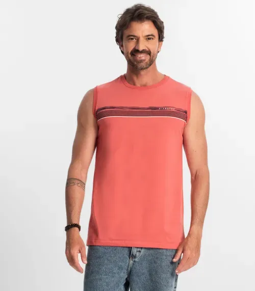 Regata Masculina Em Meia Malha Diametro Laranja