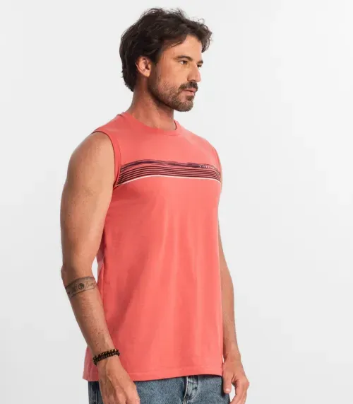 Regata Masculina Em Meia Malha Diametro Laranja