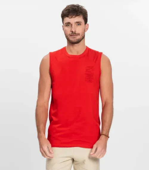 Regata Masculina Meia Malha Diametro Laranja