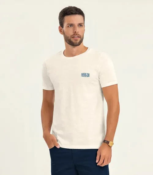 Camiseta Masculina Malha Maquinetada Diametro Bege