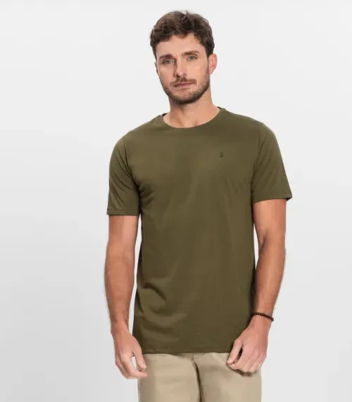 Camiseta Masculina Básica Meia Malha Diametro Verde