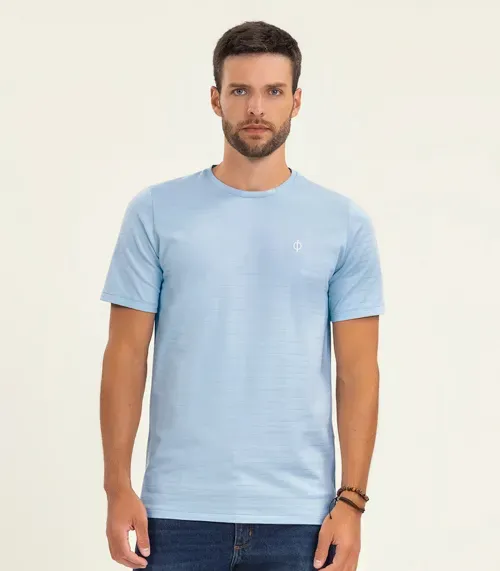 Camiseta Masculina Cotton Listrado Diametro Azul