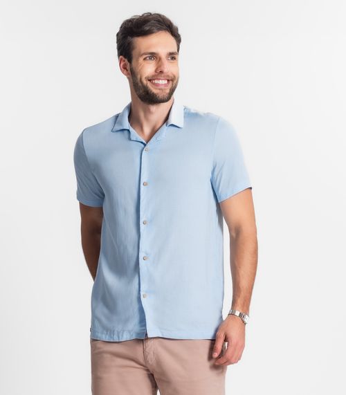 Camisa Em Viscolinho Masculina Diametro Azul