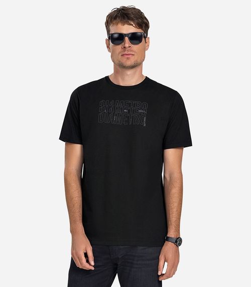 Camiseta Masculina Meia Malha Diametro Preto