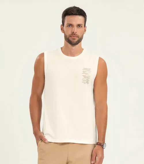 Regata Masculina Meia Malha Diametro Bege