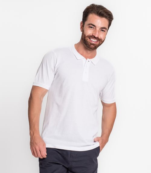 Camisa Polo Masculina Em Piquet Diametro Branco