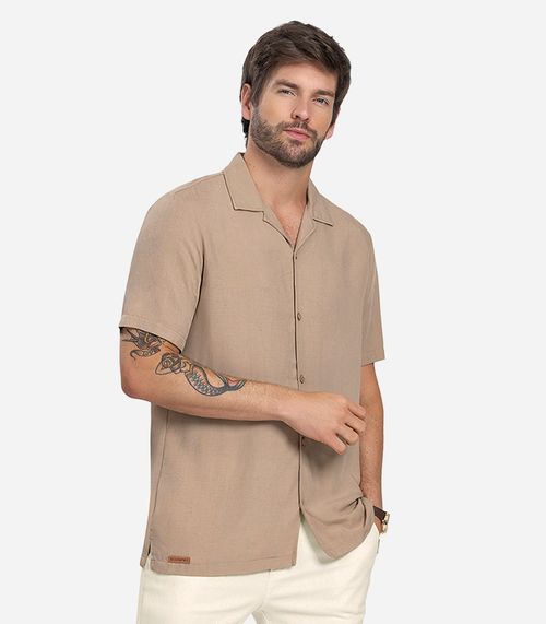 Camisa Masculina Viscolinho Diametro Marrom