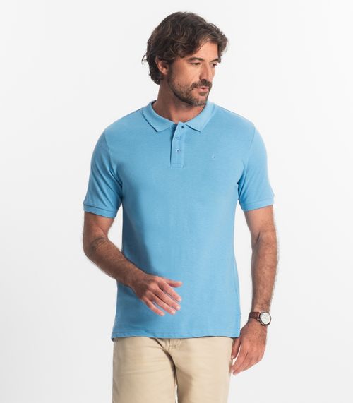 Camisa Polo Masculina Em Piquet Diametro Azul