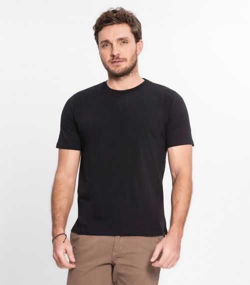 Camiseta Masculina Plus Size Meia Malha Diametro Preto