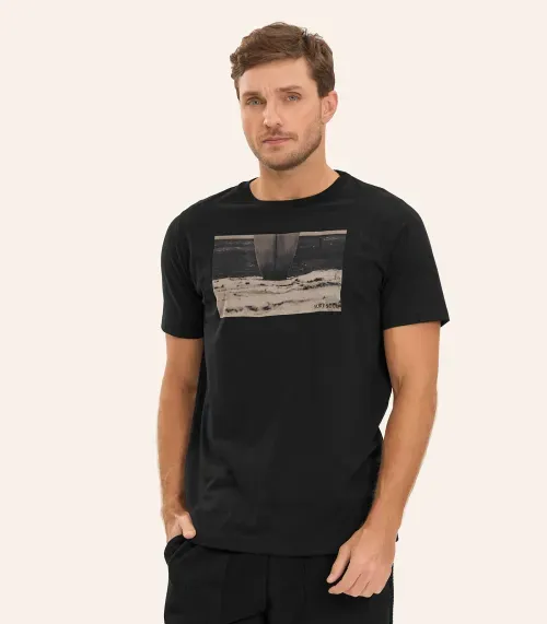 Camiseta Masculina Meia Malha Diametro Preto