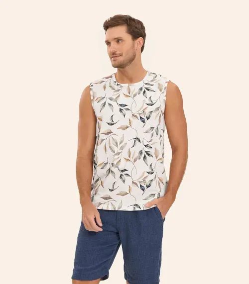 Regata em Meia Malha Masculina Diametro Bege