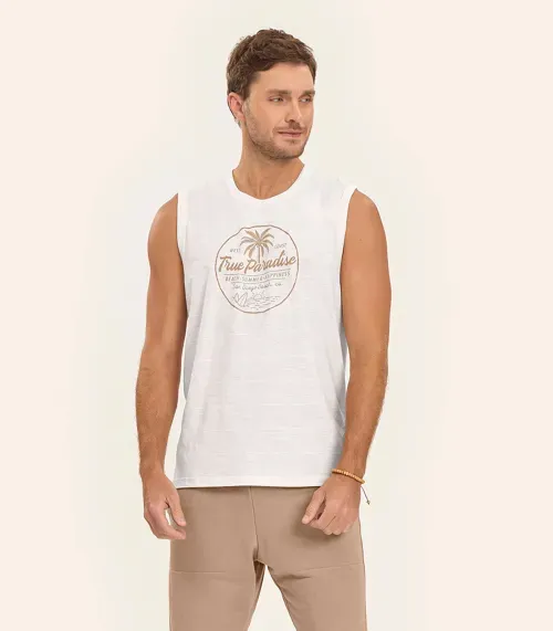 Regata em Meia Malha Masculino Diametro Bege