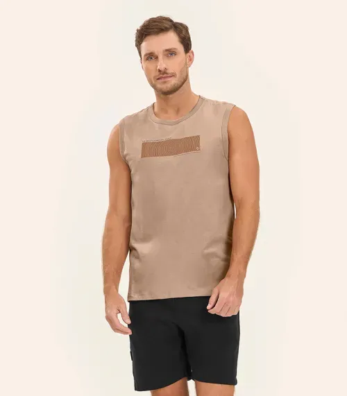 Regata Meia Malha Masculina Diametro Marrom