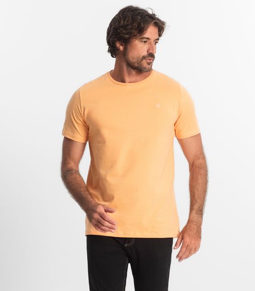 Camiseta Masculina Plus Size Meia Malha Diametro Laranja