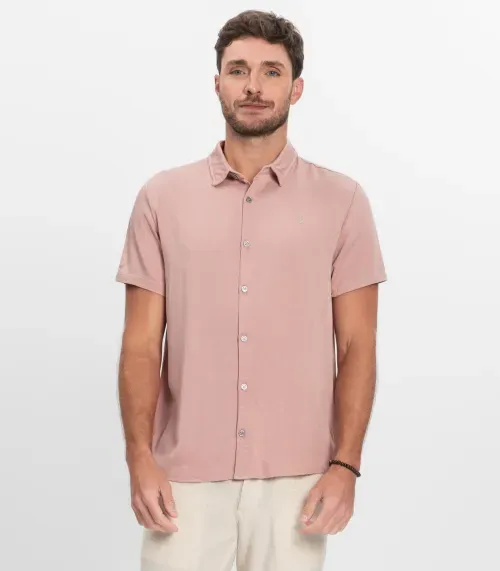 Camisa Masculina Manga Curta Diametro Rosa